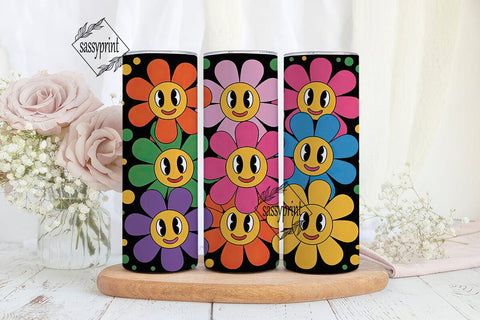 Happy Flowers 20oz Tumbler Wrap Sublimation sassyprint 