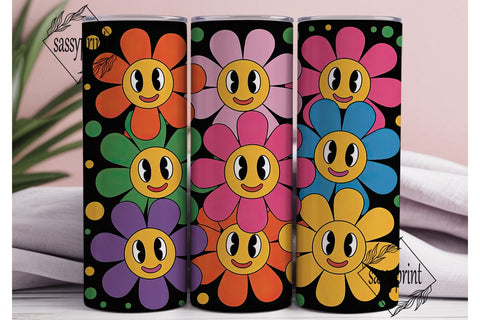 Happy Flowers 20oz Tumbler Wrap Sublimation sassyprint 