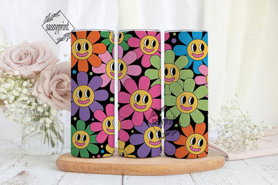Happy Flowers 20oz Tumbler Wrap Sublimation sassyprint 