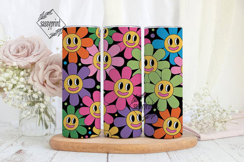 Happy Flowers 20oz Tumbler Wrap Sublimation sassyprint 