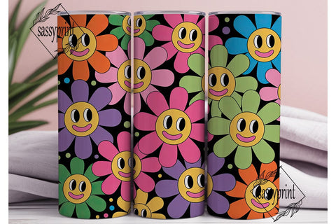 Happy Flowers 20oz Tumbler Wrap Sublimation sassyprint 