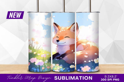 Happy fox relaxing in flower meadow Sublimation Regulrcrative 