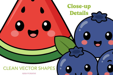 Happy Fruits Clipart SVG PNG EPS JPG SVG Patty Young Creative 