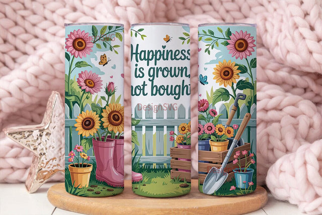 Happy Garden 20oz Tumbler Wrap Sublimation DesignSVG 