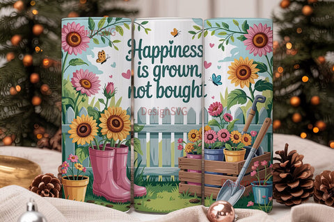 Happy Garden 20oz Tumbler Wrap Sublimation DesignSVG 