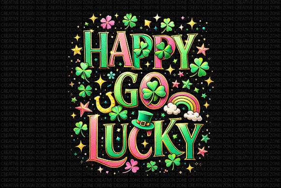 Happy Go Lucky PNG | St Patrick’s Day Sublimation Design SVG BillahCrafts 