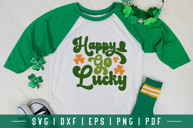 Happy Go Lucky - Retro St Patricks Day SVG SVG CraftLabSVG 