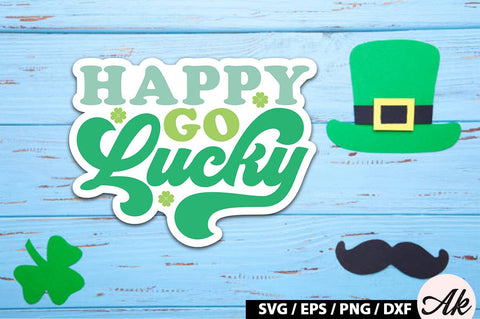 Happy go lucky Retro Stickers SVG akazaddesign 