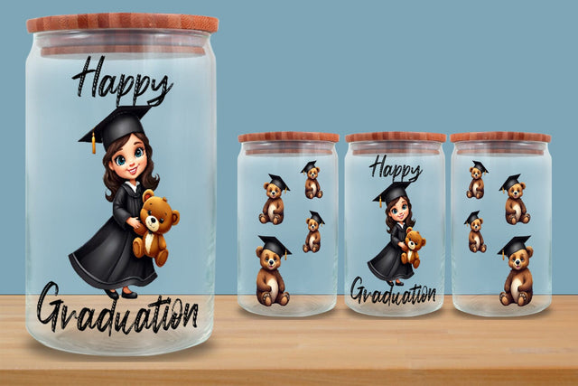 Happy Graduation Glass Can Wrap 16oz SVG zafrans studio 