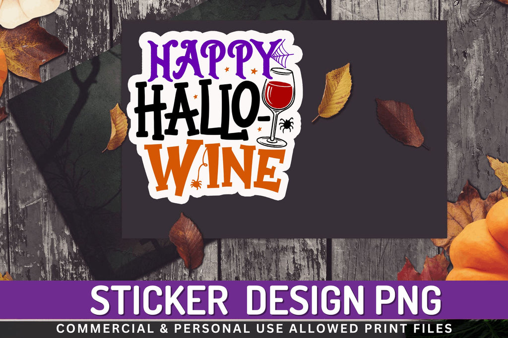Happy hallo wine Stickers Design - So Fontsy