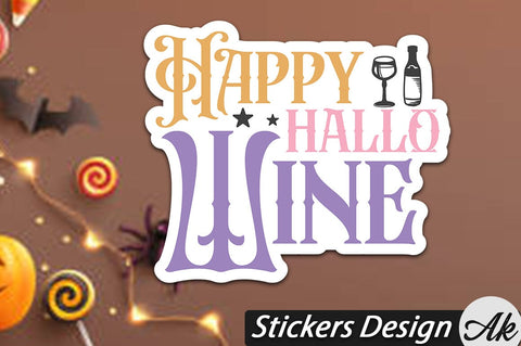 Happy hallo wine Stickers Design SVG akazaddesign 