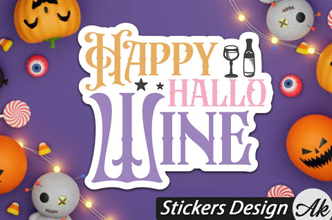 Happy hallo wine Stickers Design SVG akazaddesign 