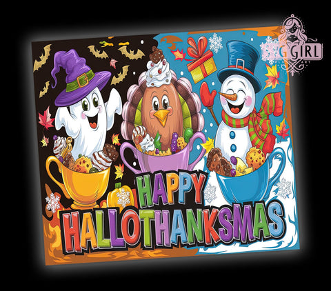Happy Hallothanksmas Clipart, Teeth Clipart PNG, 20oz Tumbler Wrap, Sublimation Design, Holiday Tumbler, Halloween Thanksgiving Christmas, Digital Download Sublimation SvggirlplusArt 