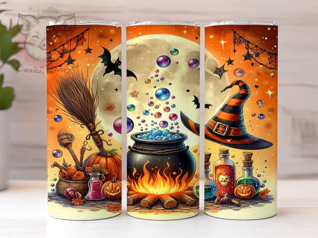 Happy Halloween 20 oz Skinny Tumbler Sublimation Design, Straight & Tapered Tumbler Png, Halloween Witch Tumbler Png, Digital Download PNG Sublimation Lara' s Designs 