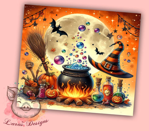 Happy Halloween 20 oz Skinny Tumbler Sublimation Design, Straight & Tapered Tumbler Png, Halloween Witch Tumbler Png, Digital Download PNG Sublimation Lara' s Designs 
