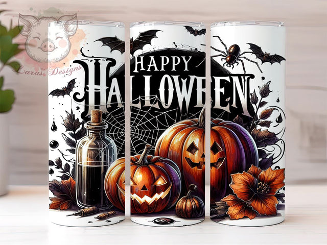 Happy Halloween 20 oz Skinny Tumbler Sublimation Design, Straight & Tapered Tumbler Png, Spooky Vibes Tumbler Png, Digital Download PNG Sublimation Lara' s Designs 