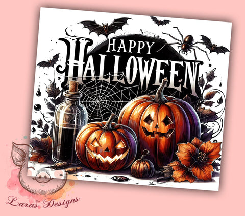 Happy Halloween 20 oz Skinny Tumbler Sublimation Design, Straight & Tapered Tumbler Png, Spooky Vibes Tumbler Png, Digital Download PNG Sublimation Lara' s Designs 