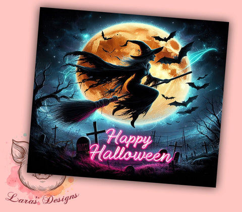 Happy Halloween 20 oz Skinny Tumbler Sublimation Design, Straight & Tapered Tumbler Png, Witch Halloween Tumbler Png, Digital Download PNG Sublimation Lara' s Designs 