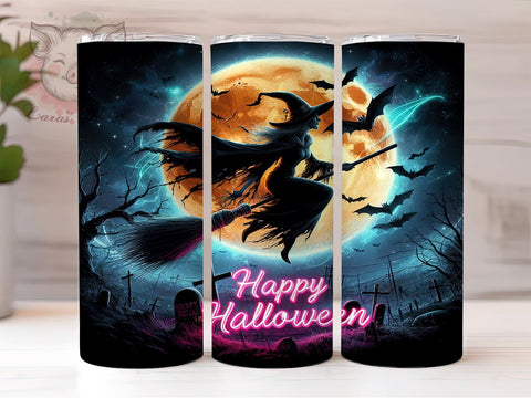 Happy Halloween 20 oz Skinny Tumbler Sublimation Design, Straight & Tapered Tumbler Png, Witch Halloween Tumbler Png, Digital Download PNG Sublimation Lara' s Designs 