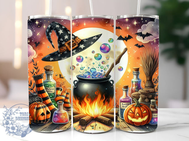 Happy Halloween 20oz Skinny Tumbler PNG, Halloween Tumbler Sublimation Wrap, Straight & Tapered Tumbler Wrap, Instant Digital Download Sublimation ToriDesigns 