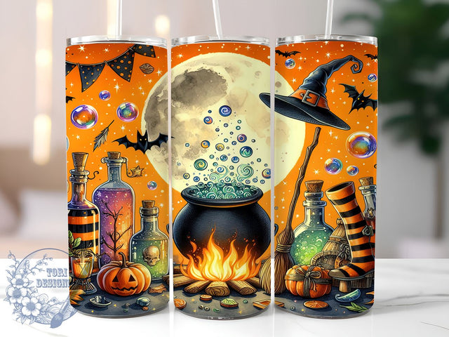 Happy Halloween 20oz Skinny Tumbler PNG, Halloween Tumbler Sublimation Wrap, Straight & Tapered Tumbler Wrap, Instant Digital Download Sublimation ToriDesigns 