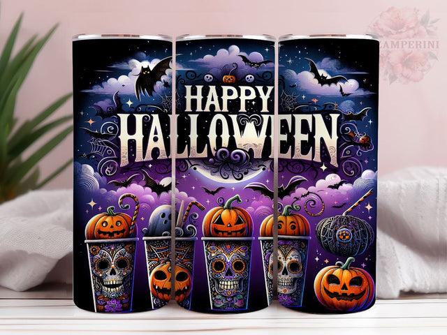 Happy Halloween 20oz Tumbler Wrap PNG, Halloween Pumpkin Spooky Tumbler Png, Straight & Tapered Tumbler Wrap, Instant Digital Download Sublimation Li Zamperini 