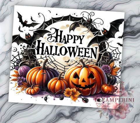 Happy Halloween 20oz Tumbler Wrap PNG, Spooky Pumpkin Tumbler PNG Sublimation Design, Straight & Tapered Tumbler Wrap, Instant Digital Download Sublimation Li Zamperini 