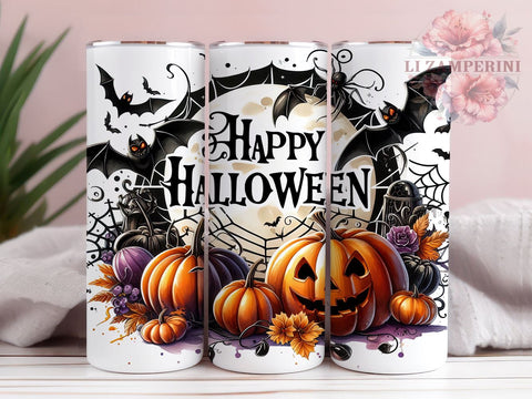 Happy Halloween 20oz Tumbler Wrap PNG, Spooky Pumpkin Tumbler PNG Sublimation Design, Straight & Tapered Tumbler Wrap, Instant Digital Download Sublimation Li Zamperini 