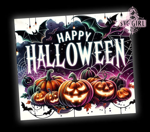 Happy Halloween 20oz Tumbler Wrap Sublimation Design, Straight Tapered Tumbler Wrap, Spooky Vibes Tumbler Png, Instant Digital Download Sublimation SvggirlplusArt 