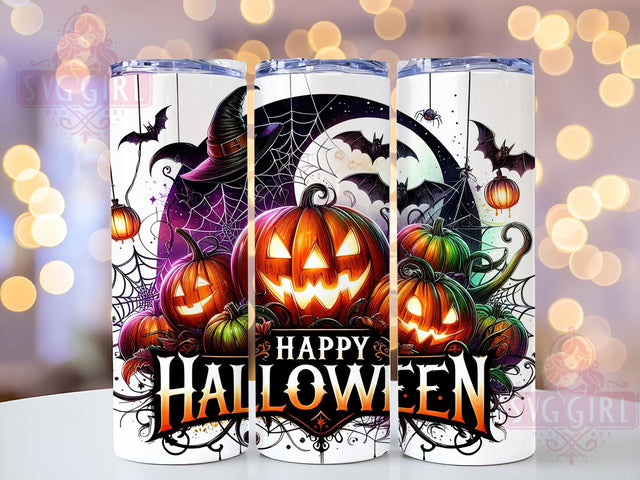 Happy Halloween 20oz Tumbler Wrap Sublimation Design, Straight Tapered Tumbler Wrap, Spooky Vibes Tumbler Png, Instant Digital Download Sublimation SvggirlplusArt 