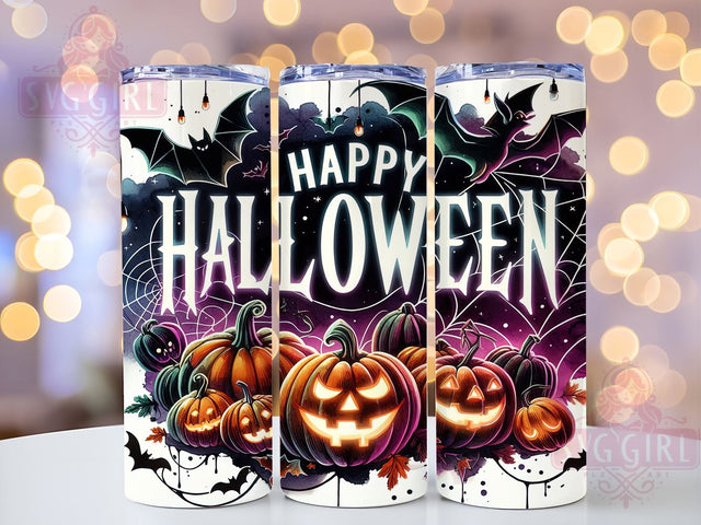 Happy Halloween 20oz Tumbler Wrap Sublimation Design, Straight Tapered Tumbler Wrap, Spooky Vibes Tumbler Png, Instant Digital Download Sublimation SvggirlplusArt 