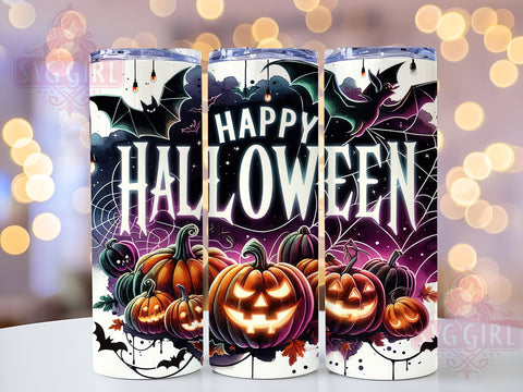 Happy Halloween 20oz Tumbler Wrap Sublimation Design, Straight Tapered Tumbler Wrap, Spooky Vibes Tumbler Png, Instant Digital Download Sublimation SvggirlplusArt 