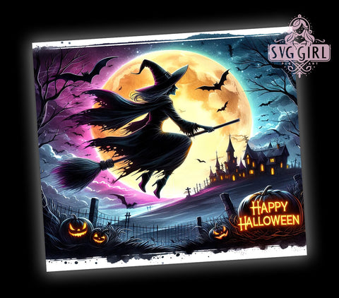 Happy Halloween 20oz Tumbler Wrap Sublimation Design, Straight Tapered Tumbler Wrap, Witchy Vibes Halloween Tumbler Png, Instant Digital Download Sublimation SvggirlplusArt 