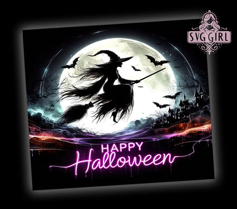 Happy Halloween 20oz Tumbler Wrap Sublimation Design, Straight Tapered Tumbler Wrap, Witchy Vibes Halloween Tumbler Png, Instant Digital Download Sublimation SvggirlplusArt 
