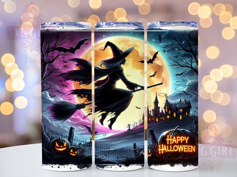 Happy Halloween 20oz Tumbler Wrap Sublimation Design, Straight Tapered Tumbler Wrap, Witchy Vibes Halloween Tumbler Png, Instant Digital Download Sublimation SvggirlplusArt 