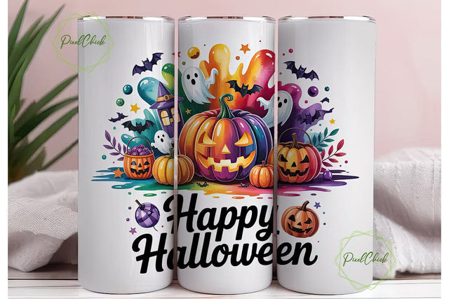Happy Halloween 20oz Tumbler Wrap Sublimation PixelChick 