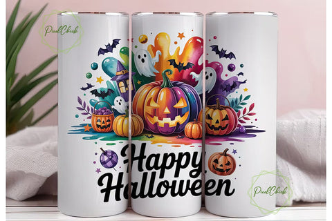 Happy Halloween 20oz Tumbler Wrap Sublimation PixelChick 