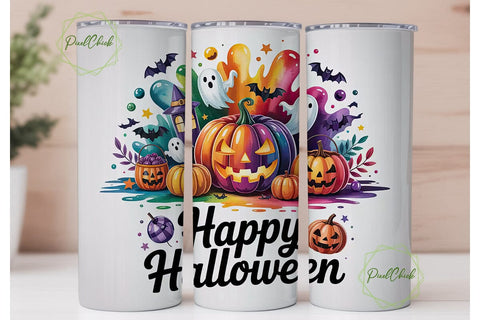 Happy Halloween 20oz Tumbler Wrap Sublimation PixelChick 