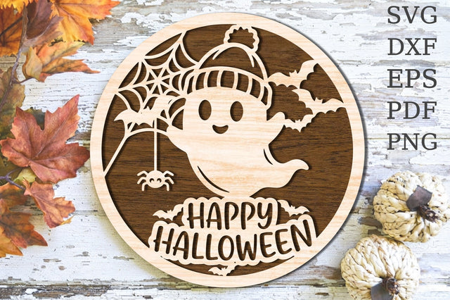 Happy Halloween Ghost Laser Cut SVG SVG Rupkotha 