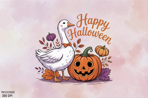Happy Halloween Goose and pumpkin Sublimation SVGArt 