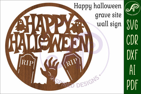 Happy Halloween grave site sign svg laser cut file SVG APInspireddesigns 