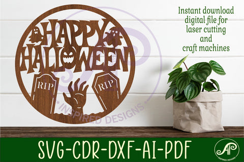Happy Halloween grave site sign svg laser cut file SVG APInspireddesigns 