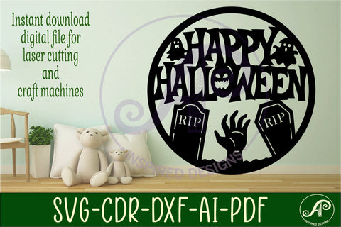 Happy Halloween grave site sign svg laser cut file SVG APInspireddesigns 