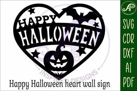 Happy Halloween heart laser cut wall sign SVG APInspireddesigns 