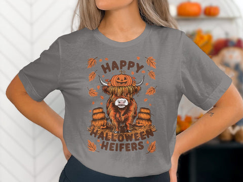 Happy Halloween Highland Cow Sublimation PNG Sublimation Luvleigh Digitals 