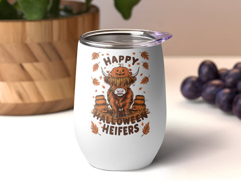 Happy Halloween Highland Cow Sublimation PNG Sublimation Luvleigh Digitals 