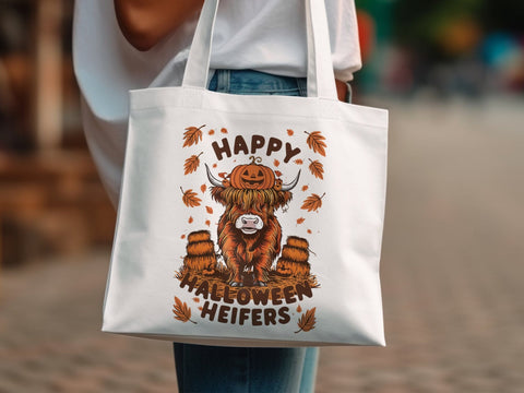 Happy Halloween Highland Cow Sublimation PNG Sublimation Luvleigh Digitals 