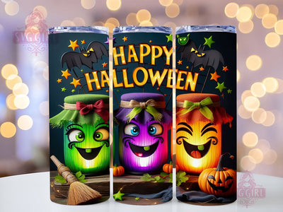 Happy Halloween Jar 20oz Tumbler Wrap Sublimation Design, Straight Tapered Tumbler Wrap, Halloween Jar Tumbler Png, Instant Digital Download Sublimation SvggirlplusArt 