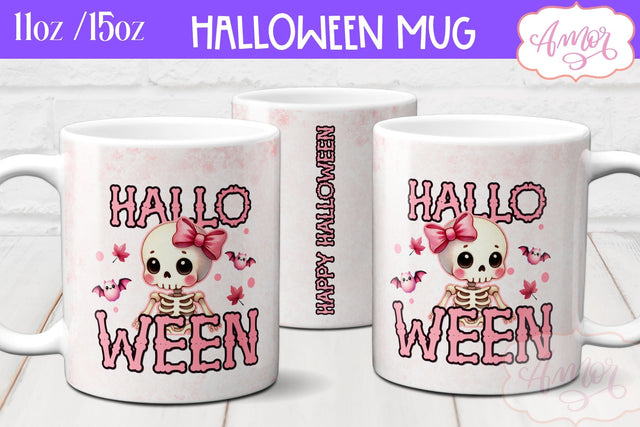 Happy Halloween mug wrap sublimation PNG | Pink Halloween mug Sublimation Amorclipart 