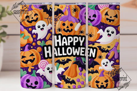 Happy Halloween Spooky Pumpkins Tumbler Sublimation sassyprint 